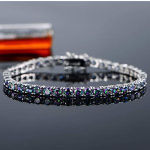 18K WHITE GOLD RAINBOW QUARTZ TENNIS BRACELET